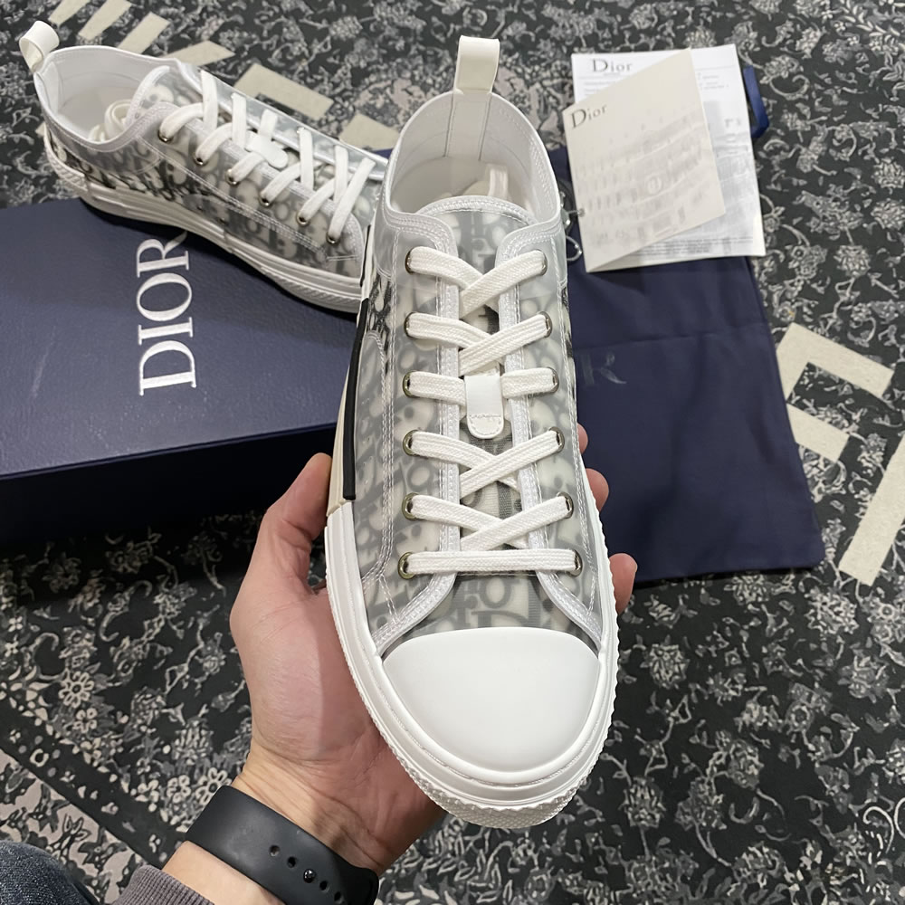 B23 Dior Oblique Shoes White Black Low (9) - newkick.cc