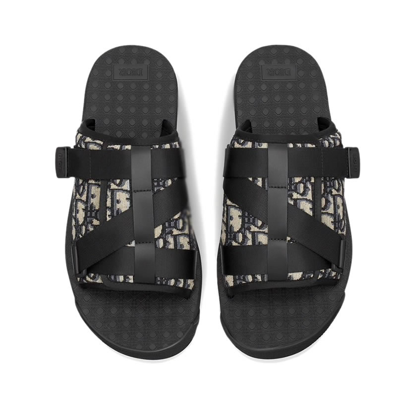 Dior Black Oblique Neoprene Sandals (4) - newkick.cc