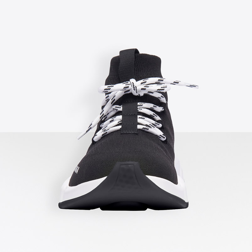 Balenciaga Speed Lace Up Sneaker Black White (2) - newkick.cc