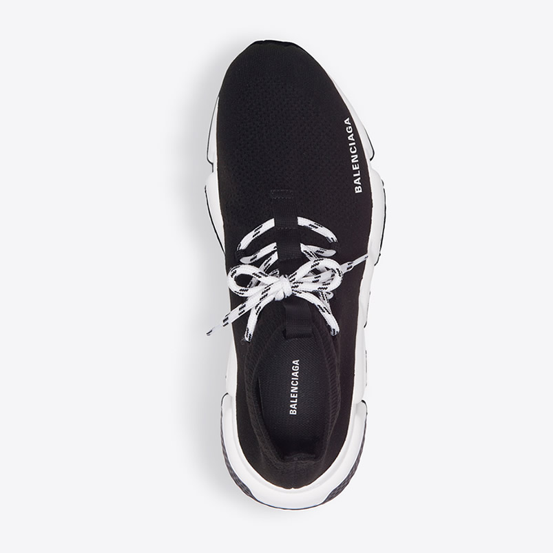 Balenciaga Speed Lace Up Sneaker Black White (4) - newkick.cc