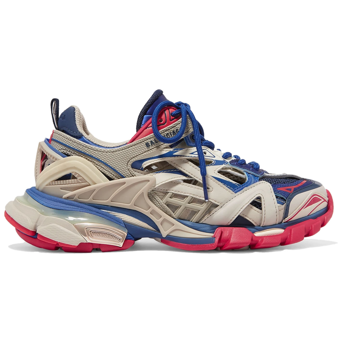 Balenciaga Track 2 Logo Detailed Mesh Rubber Sneakers Grey Blue Red (1) - newkick.cc