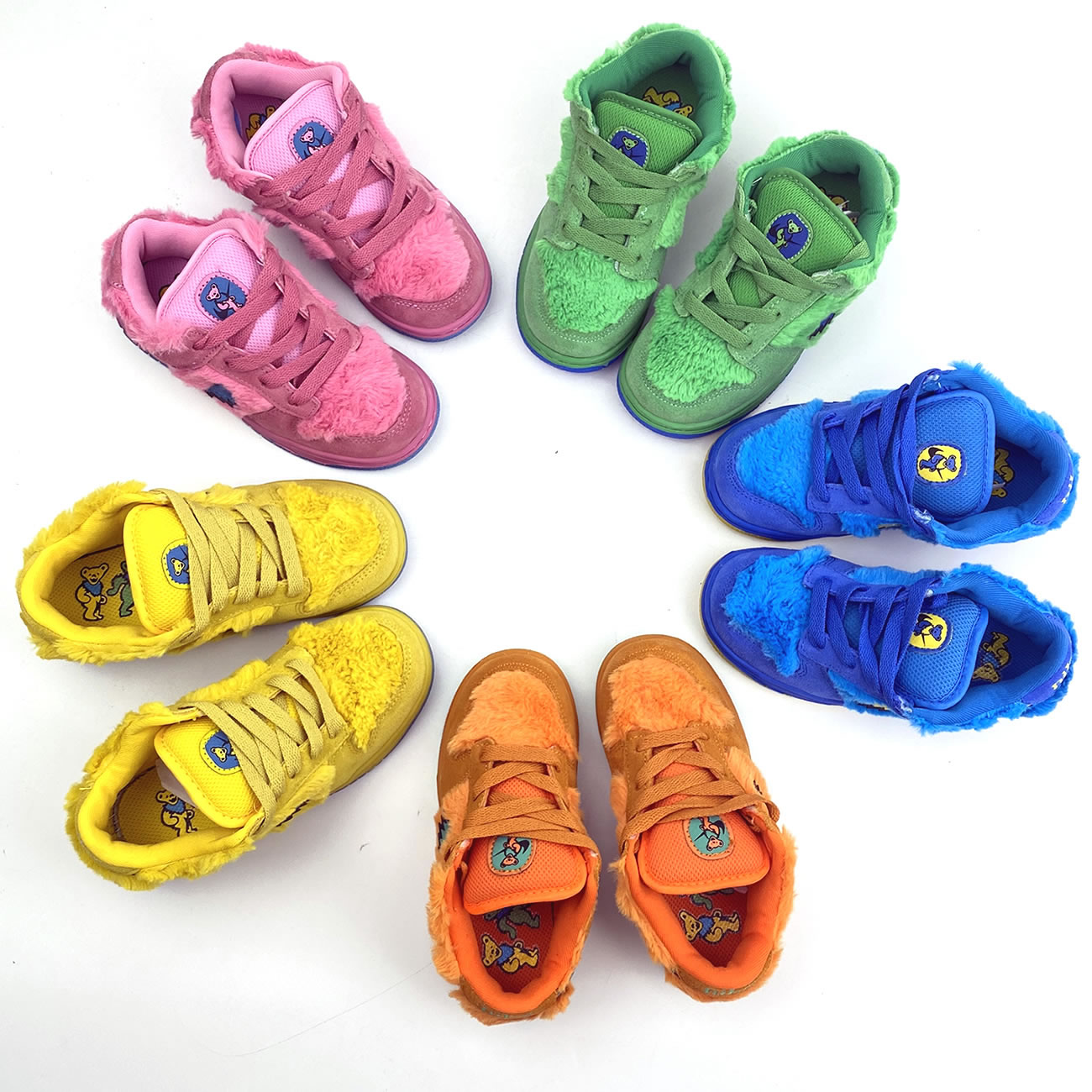 Kids Childrens Grateful Dead Bears Nike Sb Dunk Low Yellow Pink Orange Blue Green Release For Sale (1) - newkick.cc