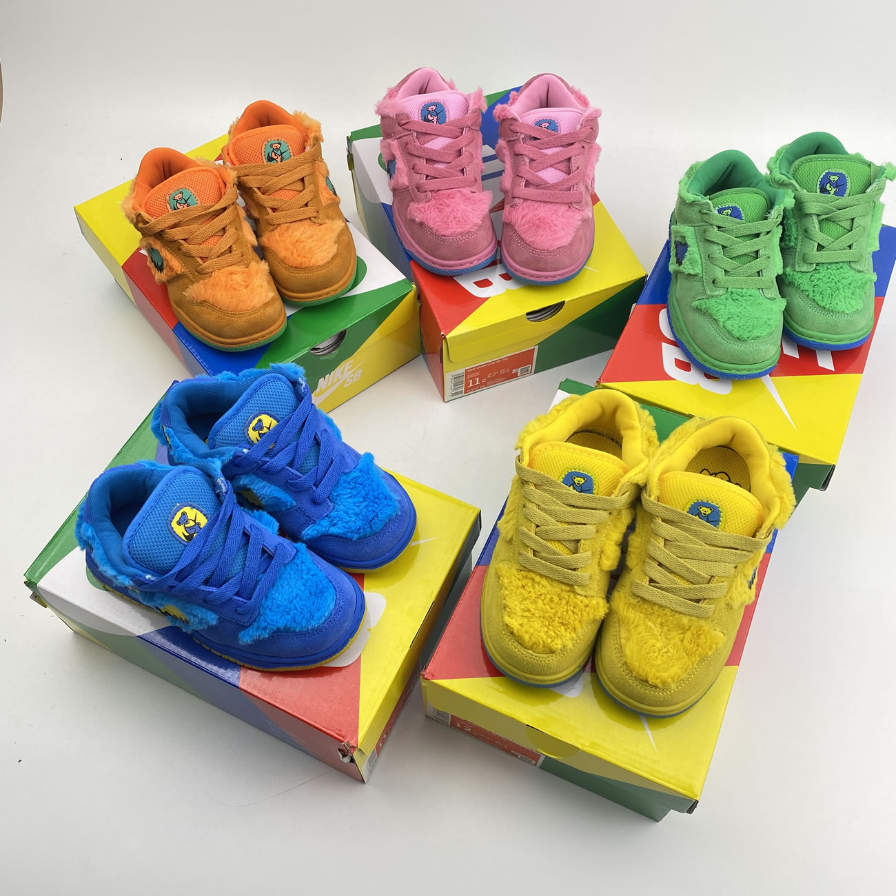 Kids Childrens Grateful Dead Bears Nike Sb Dunk Low Yellow Pink Orange Blue Green Release For Sale (2) - newkick.cc