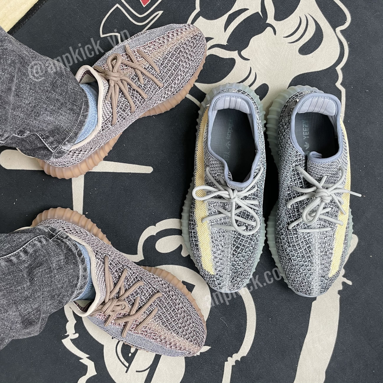 Adidas Yeezy Boost 350 V2 Ash Blue On Foot Gy7657 (2) - newkick.cc