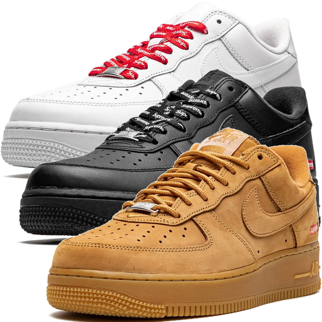 Air Force 1 Low Supreme White Cu9225 100 Black Cu9225 001 Wheat Dn1555 200 - newkick.cc