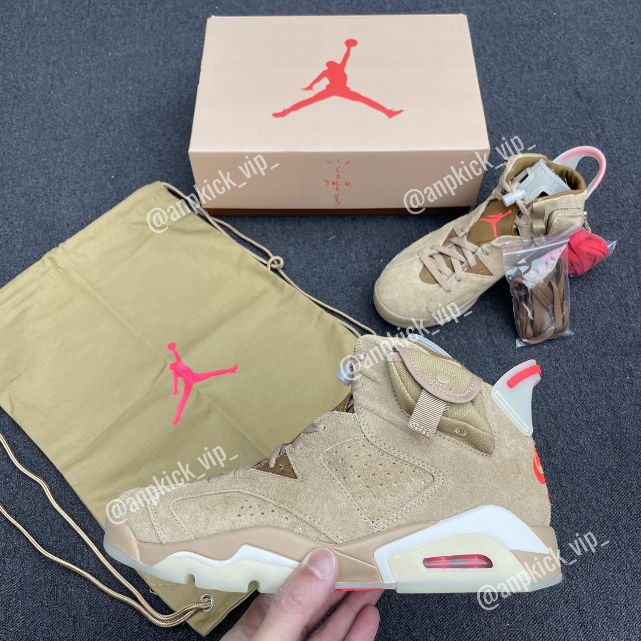 Anpkick Travis Scott Air Jordan 6 Retro British Khaki Dh0690 200 (1) - newkick.cc