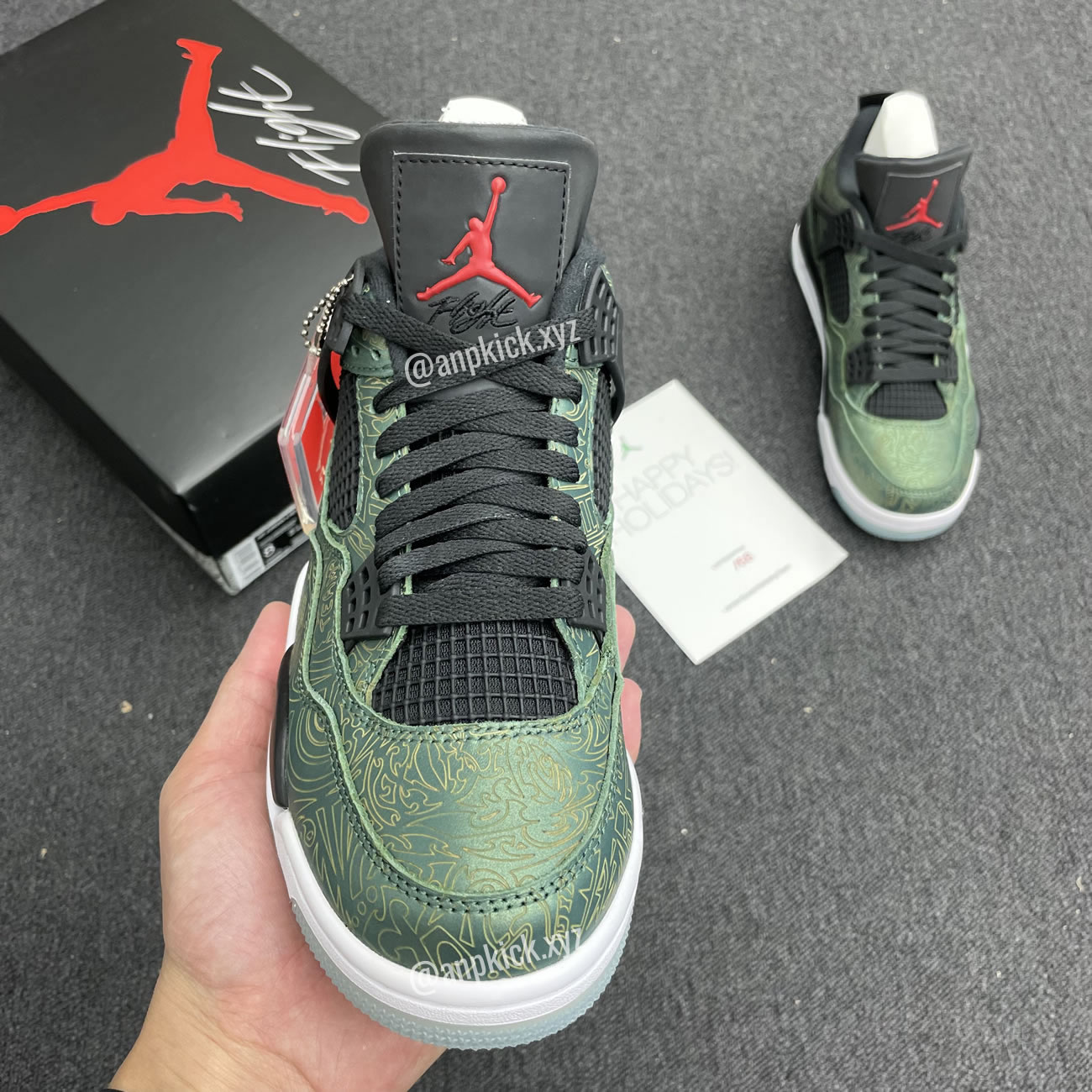 Jalen Ramsey Air Jordan 4 Retro Laser Green Happy Holidays Cw0897 101 (13) - newkick.cc