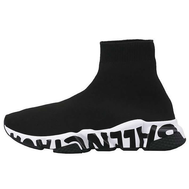 Balenciaga Shoes Like Socks High Top Speed Runners Black White 605972w05ge1015 (1) - newkick.cc