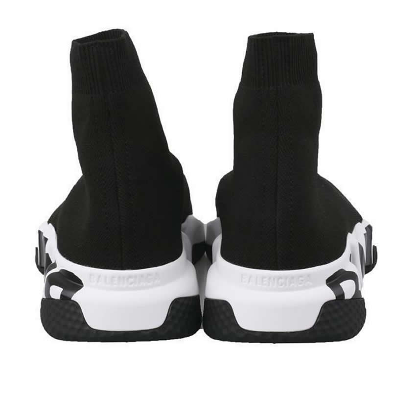 Balenciaga Shoes Like Socks High Top Speed Runners Black White 605972w05ge1015 (3) - newkick.cc