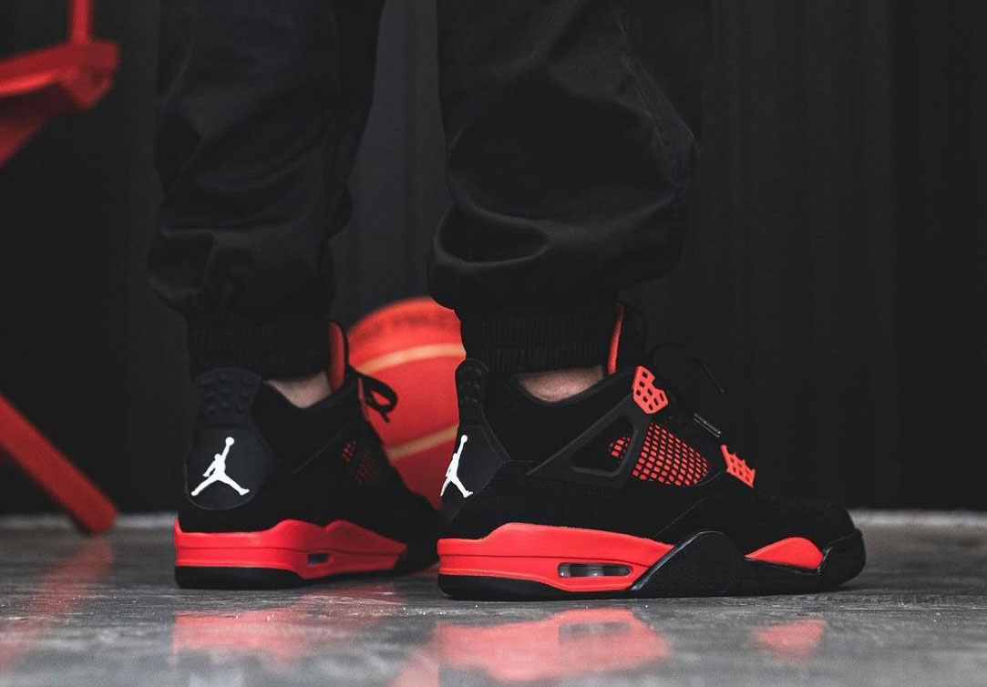 Air Jordan 4 Red Thunder Black White Red Ct8527 016 On Feet (7) - newkick.cc