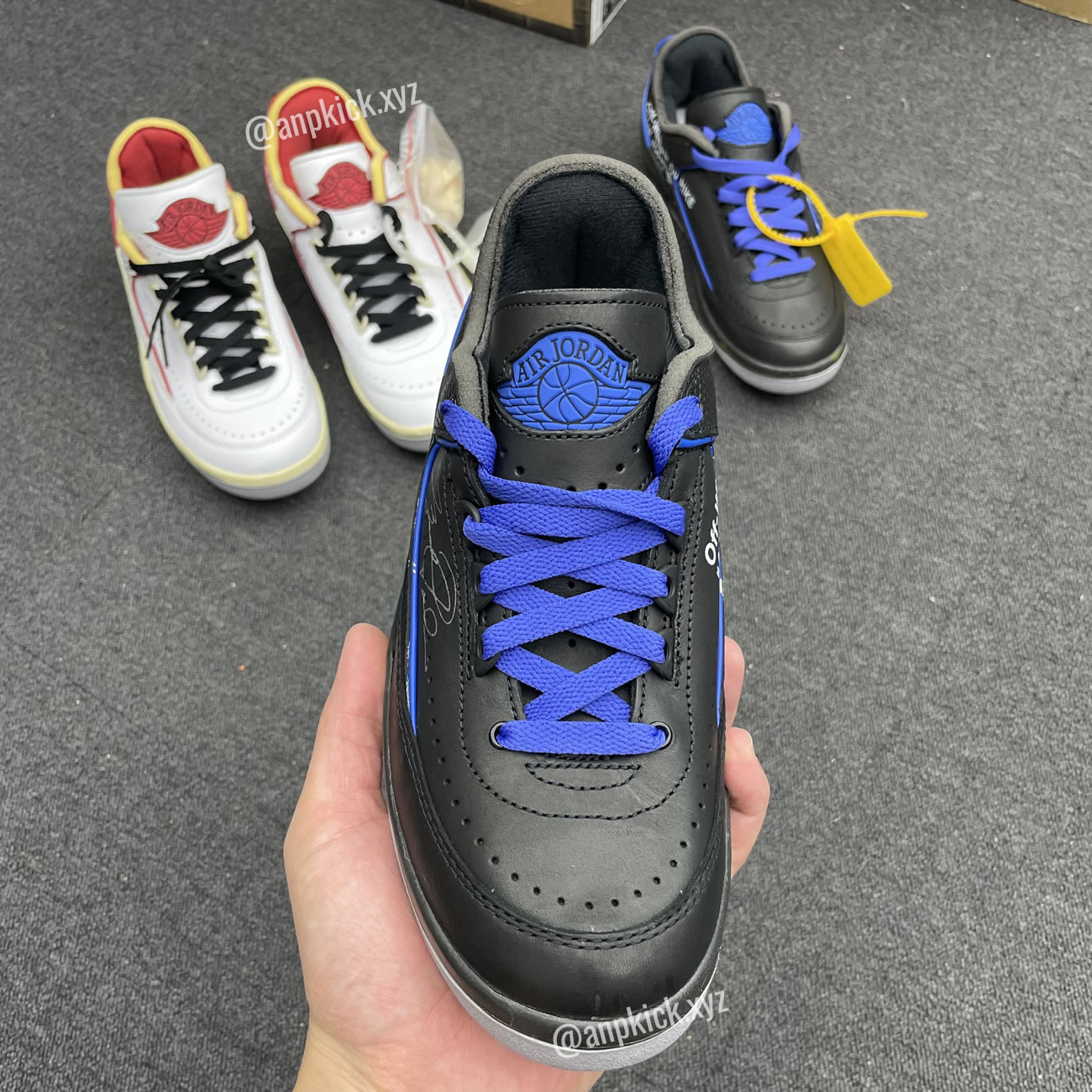 Off White Air Jordan 2 Low Black Blue (2) - newkick.cc