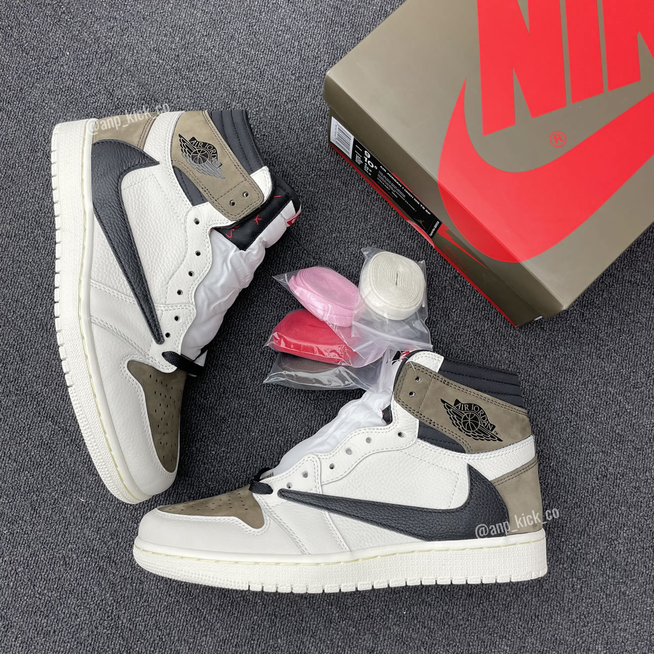 Travis Scott Air Jordan 1 High Og Sp White Brown Black Fragment Anpkick Custom Making (1) - newkick.cc