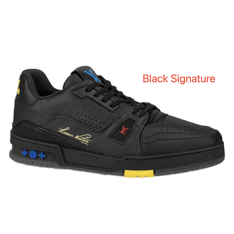 New L V Trainer Sneaker Shoes Black Signature (1) - newkick.cc