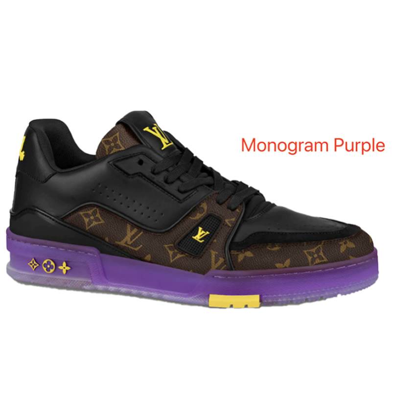 New L V Trainer Sneaker Shoes Monogram Purple (1) - newkick.cc