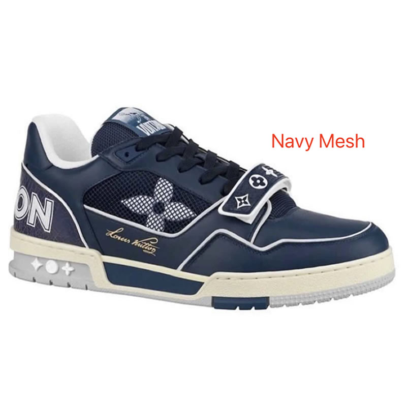 New L V Trainer Sneaker Shoes Navy Mesh (1) - newkick.cc