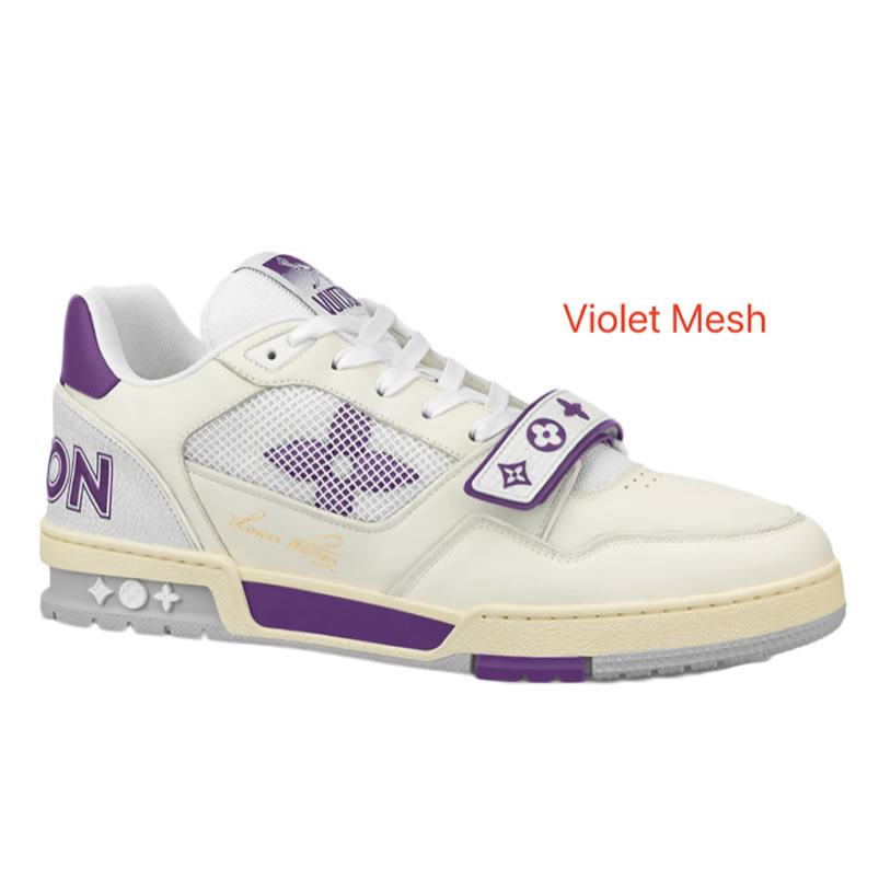 New L V Trainer Sneaker Shoes Violet Mesh (1) - newkick.cc