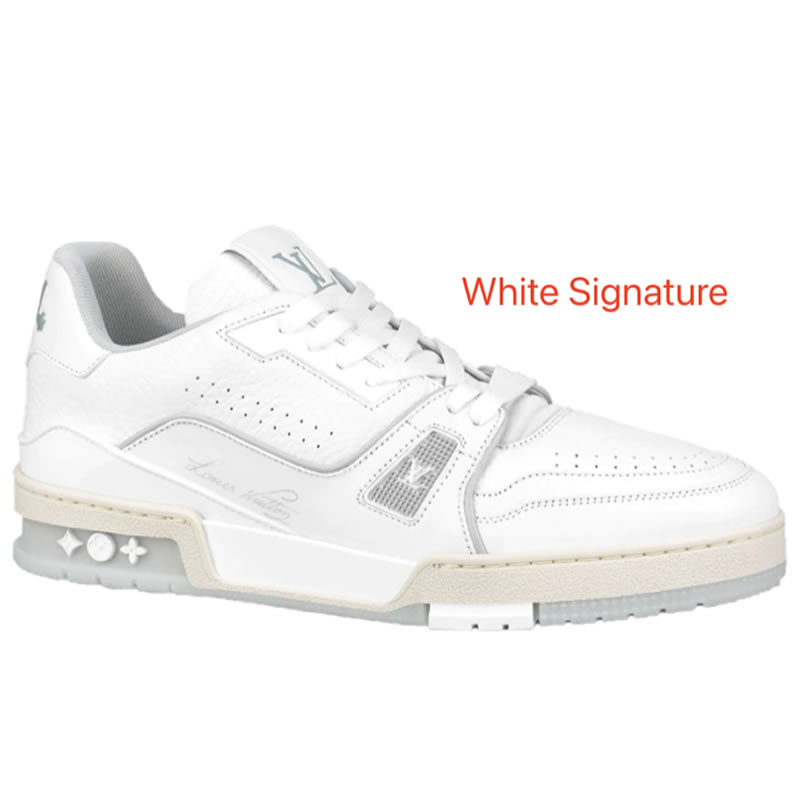 New L V Trainer Sneaker Shoes White Signature (1) - newkick.cc