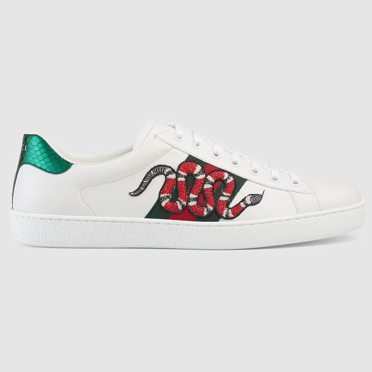 G U C C I Gg White Embroidered Ace Sneaker For Mens Womens (1) - newkick.cc