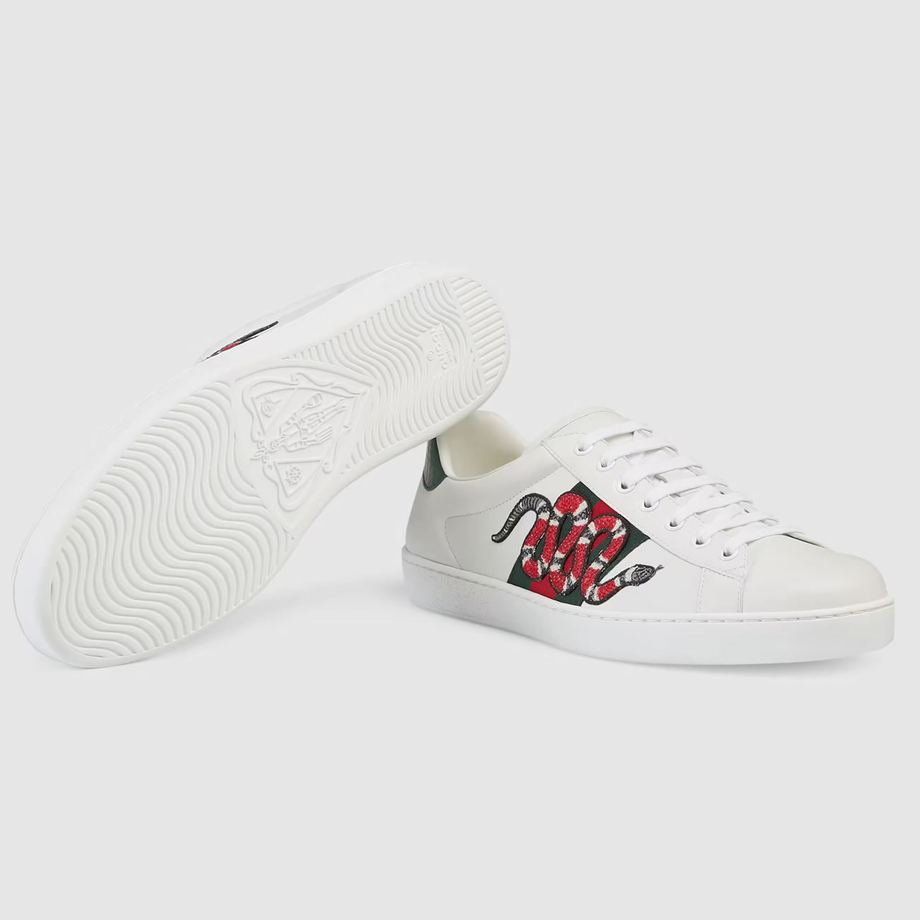 G U C C I Gg White Embroidered Ace Sneaker For Mens Womens (3) - newkick.cc