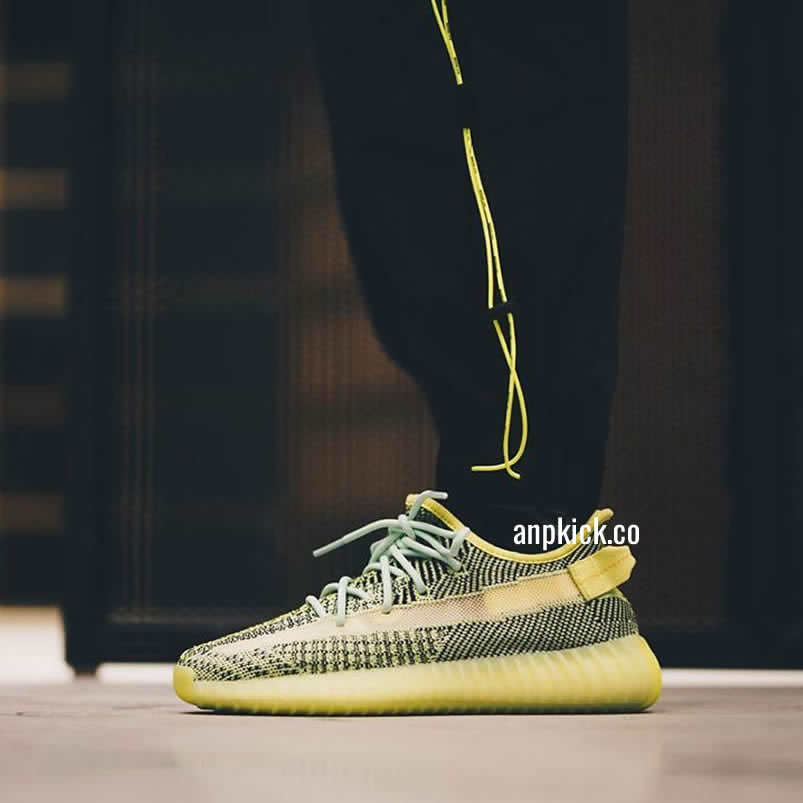 Adidas Yeezy Boost 350 V2 Yeezreel Reflective Green Black On Feet Release Date Fw4130 (4) - newkick.cc