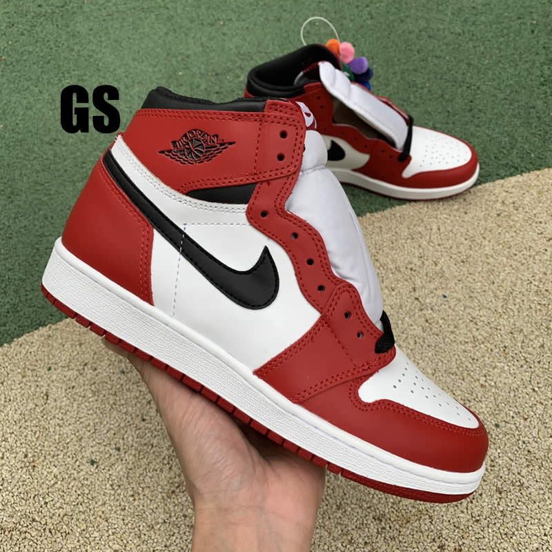 air jordan 1 retro high og 'chicago' red black white gs/womens pics 575441-101