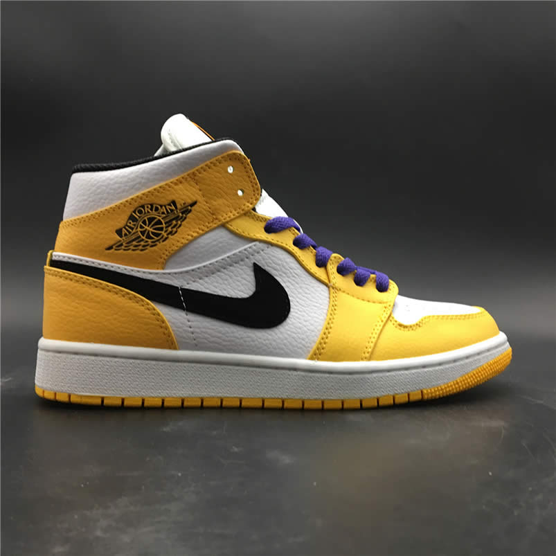 Air Jordan 1 Mid 2019 Lakers Yellow Purple For Sale Release Date 852542 700 (1) - newkick.cc