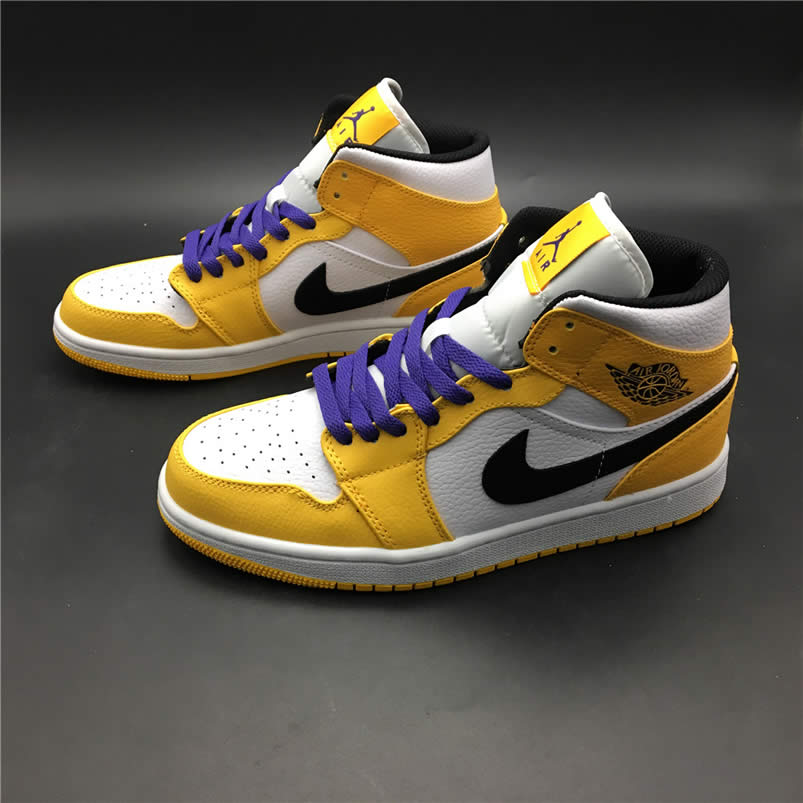 Air Jordan 1 Mid 2019 Lakers Yellow Purple For Sale Release Date 852542 700 (10) - newkick.cc