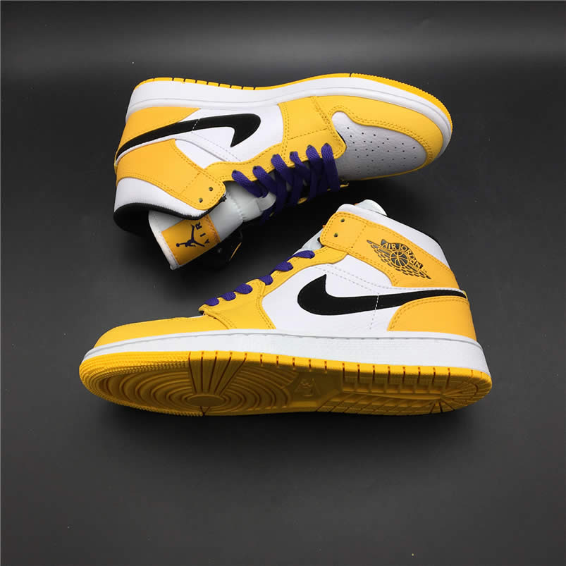 Air Jordan 1 Mid 2019 Lakers Yellow Purple For Sale Release Date 852542 700 (11) - newkick.cc