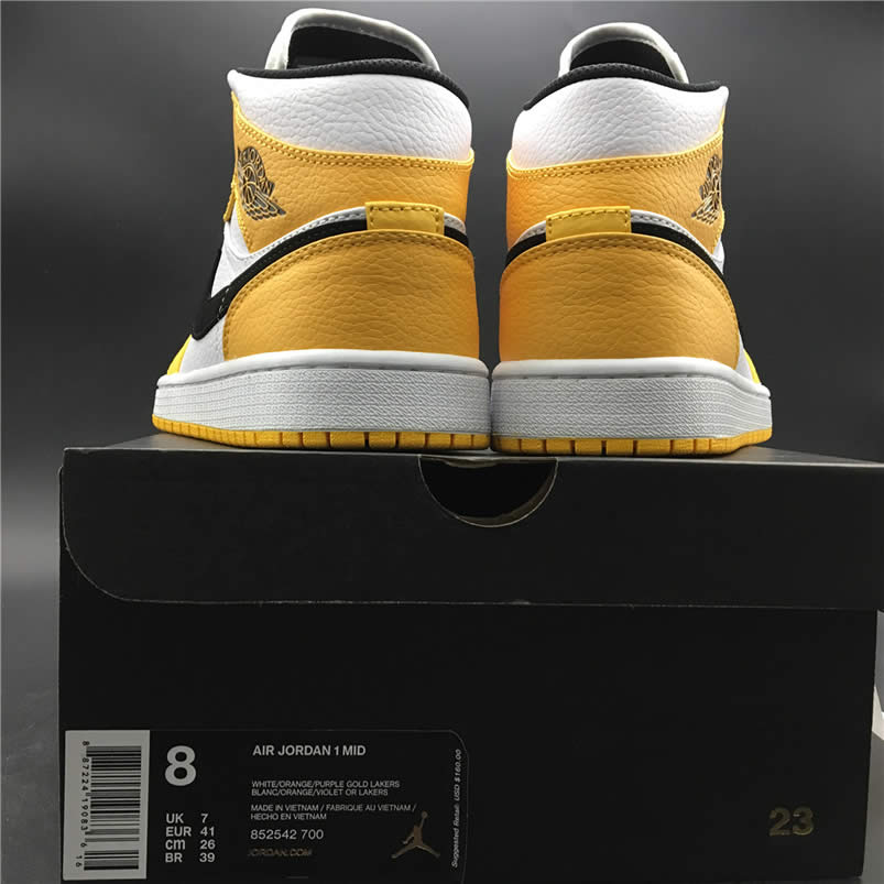 Air Jordan 1 Mid 2019 Lakers Yellow Purple For Sale Release Date 852542 700 (12) - newkick.cc