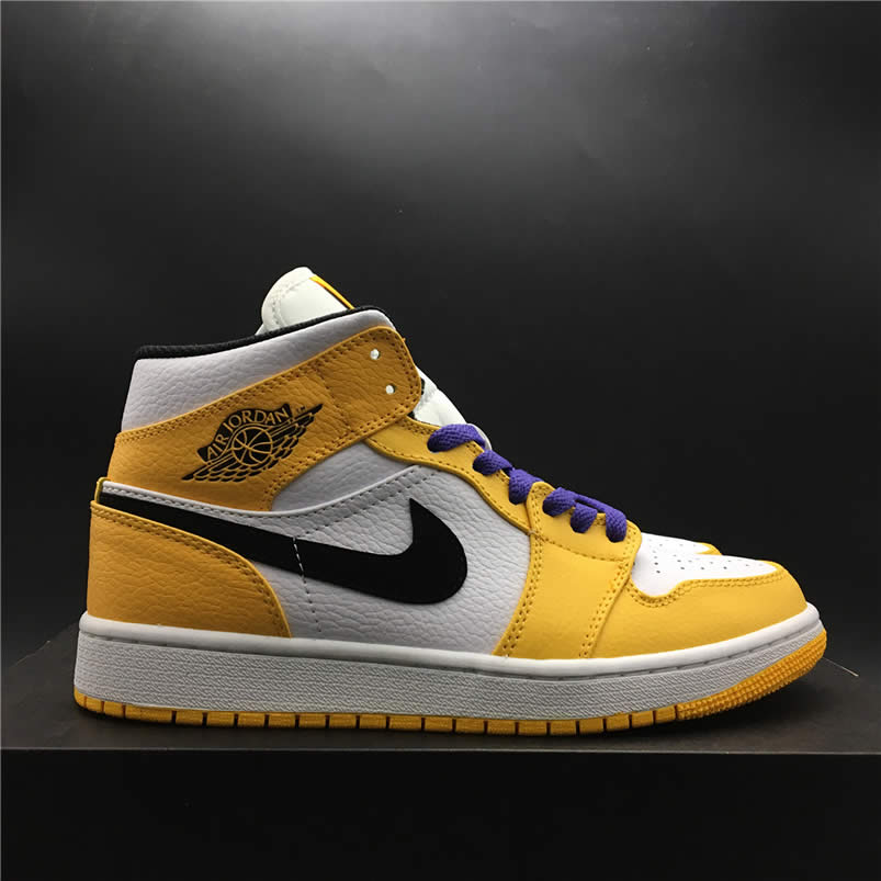 Air Jordan 1 Mid 2019 Lakers Yellow Purple For Sale Release Date 852542 700 (13) - newkick.cc