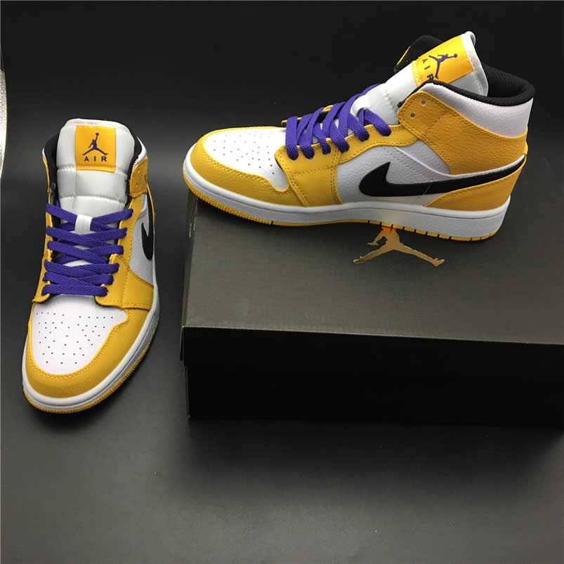 Air Jordan 1 Mid 2019 Lakers Yellow Purple For Sale Release Date 852542 700 (15) - newkick.cc