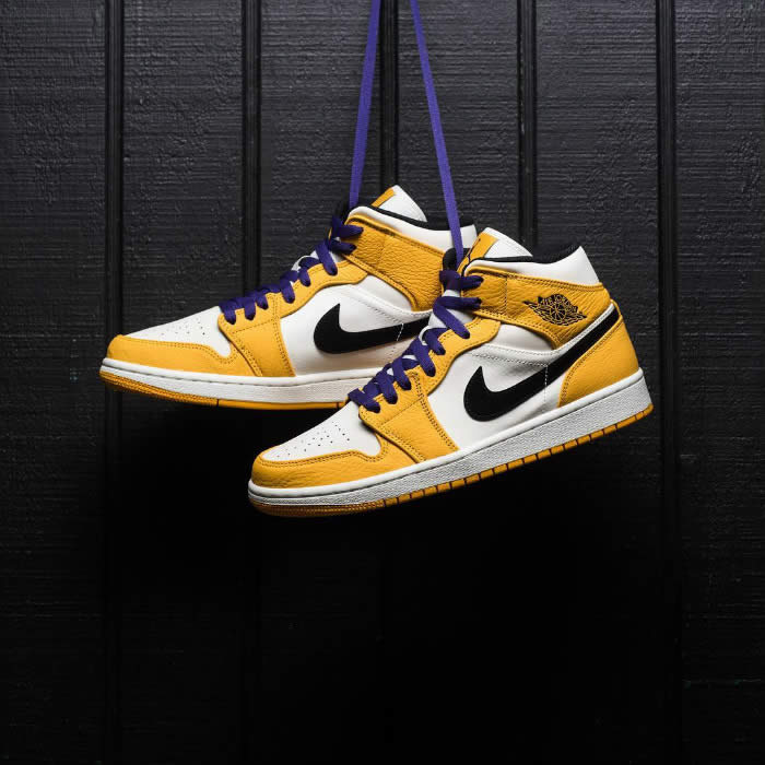 Air Jordan 1 Mid 2019 Lakers Yellow Purple For Sale Release Date 852542 700 (17) - newkick.cc