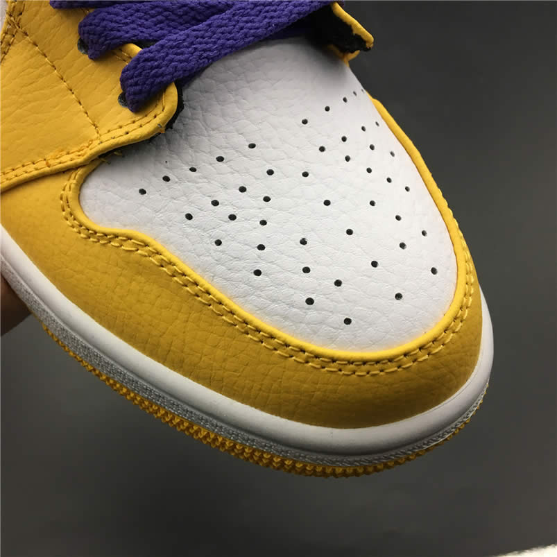 Air Jordan 1 Mid 2019 Lakers Yellow Purple For Sale Release Date 852542 700 (5) - newkick.cc