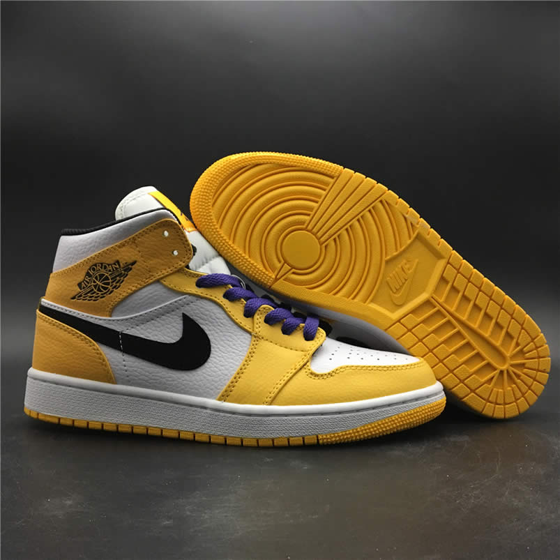 Air Jordan 1 Mid 2019 Lakers Yellow Purple For Sale Release Date 852542 700 (8) - newkick.cc