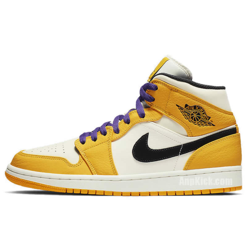 Air Jordan 1 Mid 2019 Lakers Yellow Purple Release Date 852542 700 (1) - newkick.cc