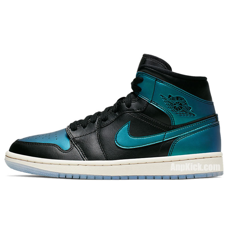 Air Jordan 1 Mid Black Iridescent Mens Gs Aj1 Shoes Bq6472 009 (1) - newkick.cc