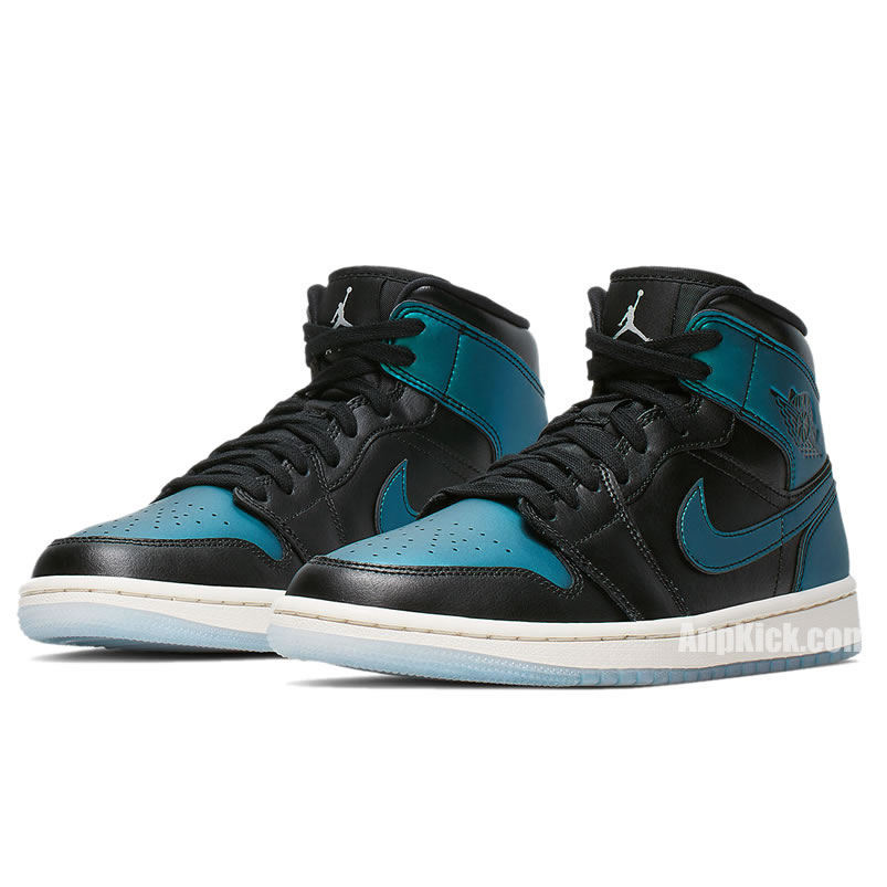 Air Jordan 1 Mid Black Iridescent Mens Gs Aj1 Shoes Bq6472 009 (3) - newkick.cc