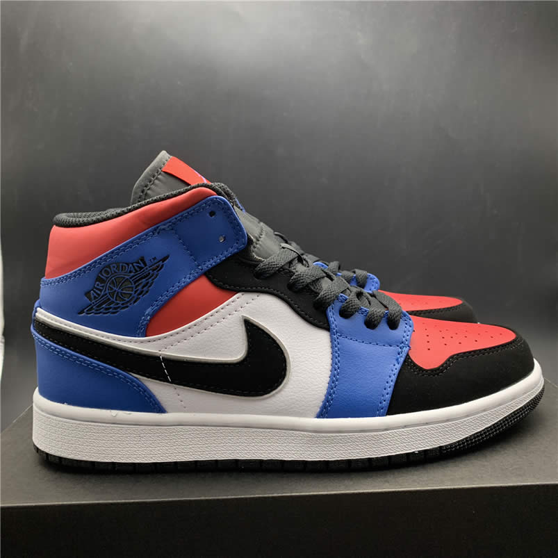 Air Jordan 1 Mid GS 'Top 3' Red/Blue/White/Black Pics 554725-124