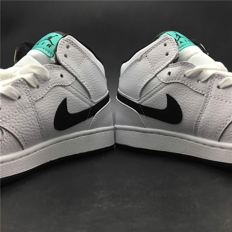 Air Jordan 1 Mid GS Womens 'Hyper Jade' AJ1 Black/White/Green 554725-122