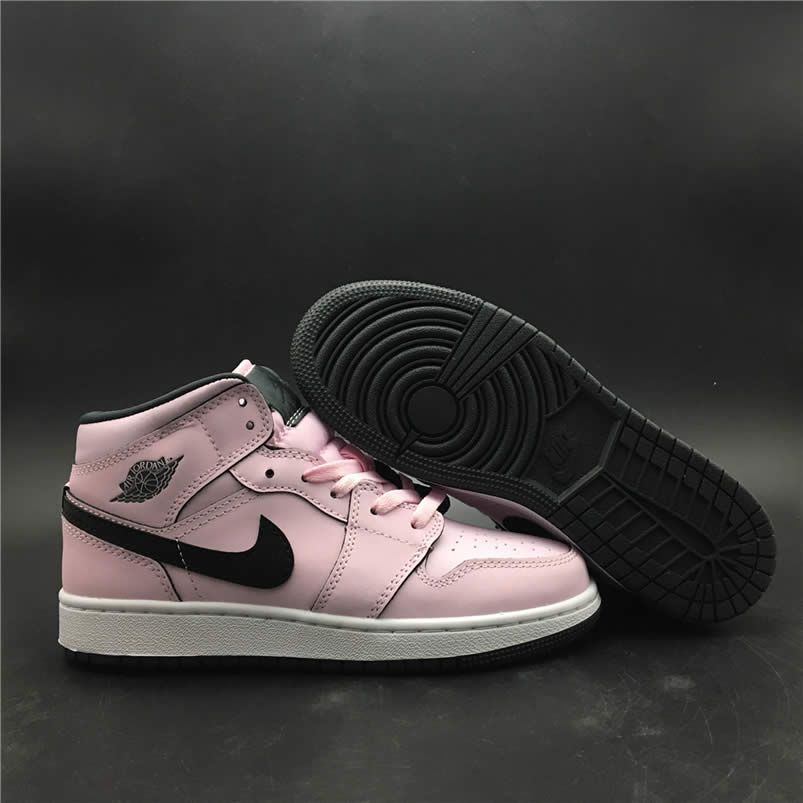 Air Jordan 1 Mid Pink Black White Womens GS Shoes 555112-601 Pics