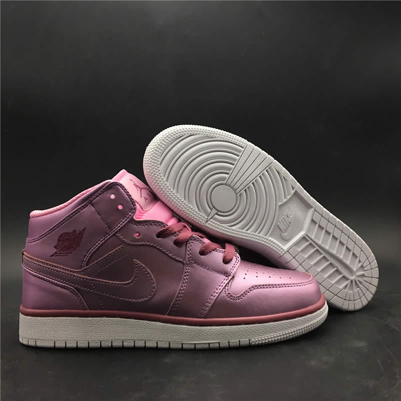 Air Jordan 1 Mid SE 'Pink Rise' AJ1 Kids GS Shoes AV5174-640 Pics