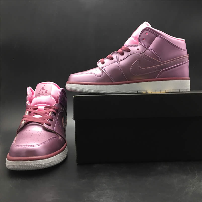 Air Jordan 1 Mid SE 'Pink Rise' AJ1 Kids GS Shoes AV5174-640 Pics