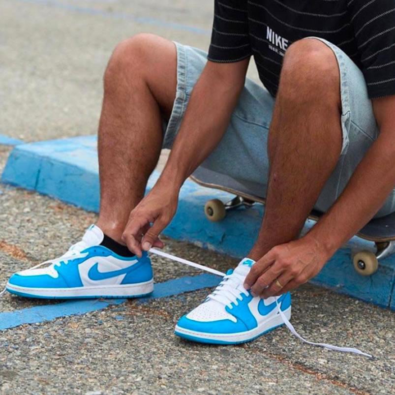 Nike Sb Air Jordan 1 Low Unc Blue On Feet (4) - newkick.cc