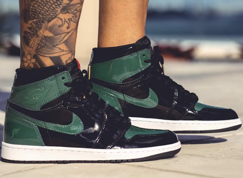 Solefly Miami Art Basel x Air jordan 1 Green Patent Leather 'Friends & Family' On Feet AV3905-038