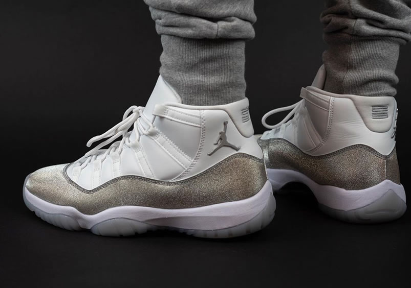 Air Jordan 11 Retro Wmns Metallic Silver Vast Grey On Feet Ar0715 100 (2) - newkick.cc