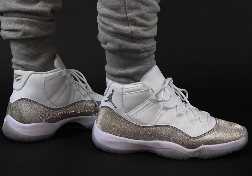 Air Jordan 11 Retro Wmns Metallic Silver Vast Grey On Feet Ar0715 100 (5) - newkick.cc