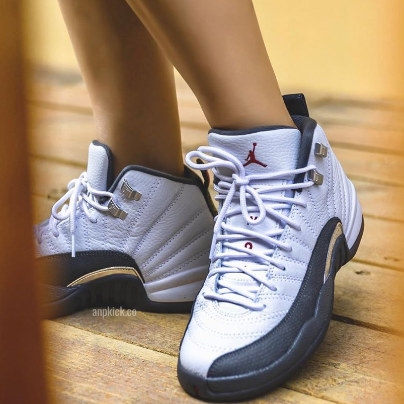 Air Jordan 12 White Dark Grey Gym Red Gs On Feet Release Date 130690 160 (1) - newkick.cc