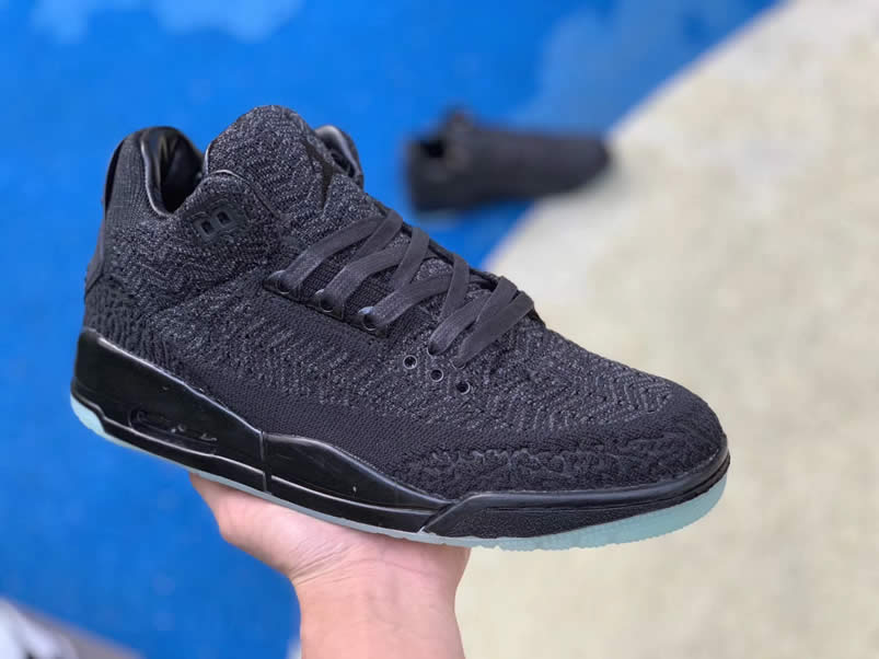 Air Jordan 3 Retro Flykit Black Glow On Feet For Sale AQ1005-001 Pics