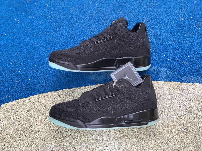 Air Jordan 3 Retro Flykit Black Glow On Feet For Sale AQ1005-001 Pics