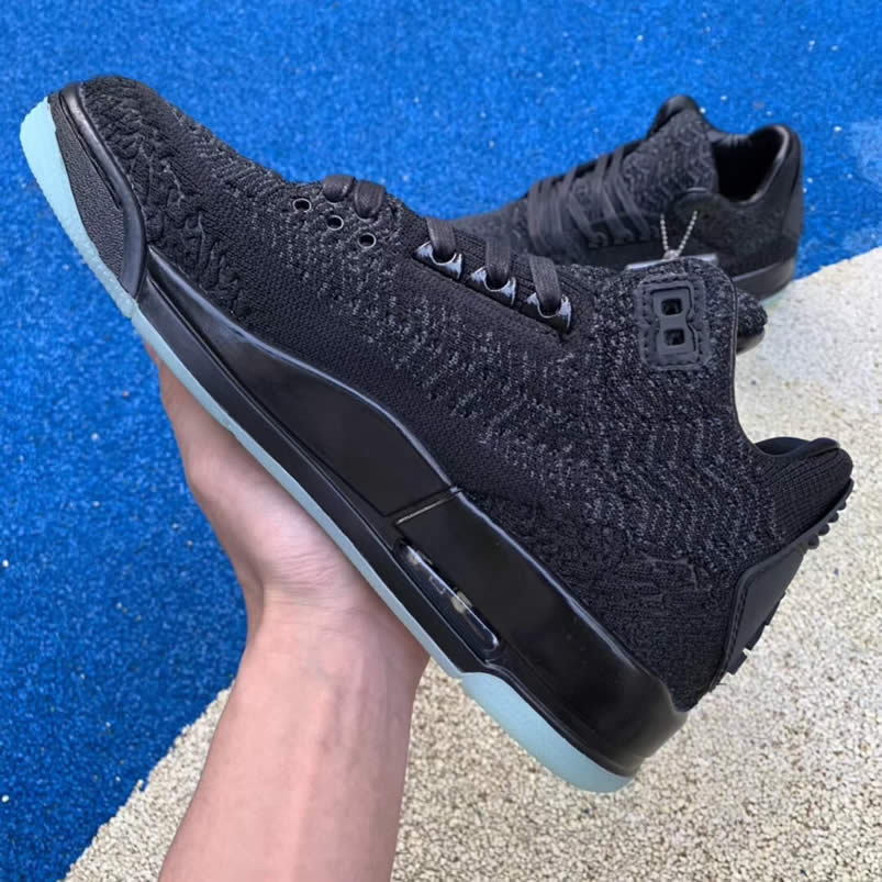 Air Jordan 3 Retro Flykit Black Glow On Feet For Sale AQ1005-001 Pics